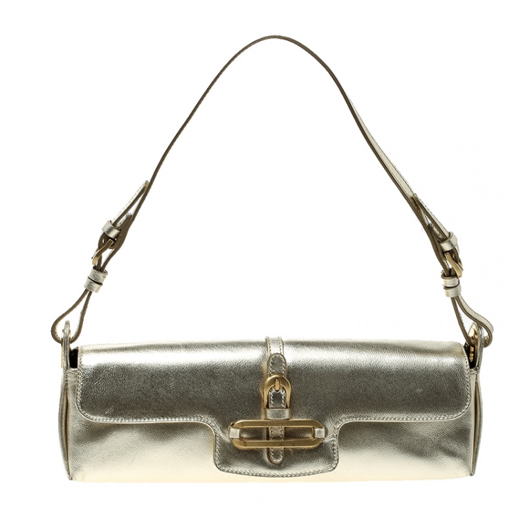 Pre Owned Jimmy Choo Light Gold Leather Shoulder Bag