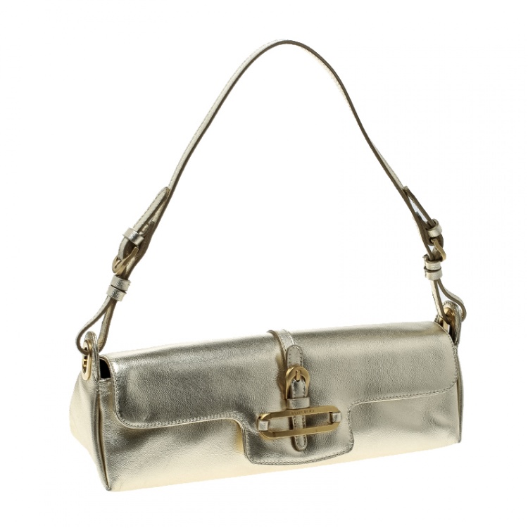 Pre Owned Jimmy Choo Light Gold Leather Shoulder Bag