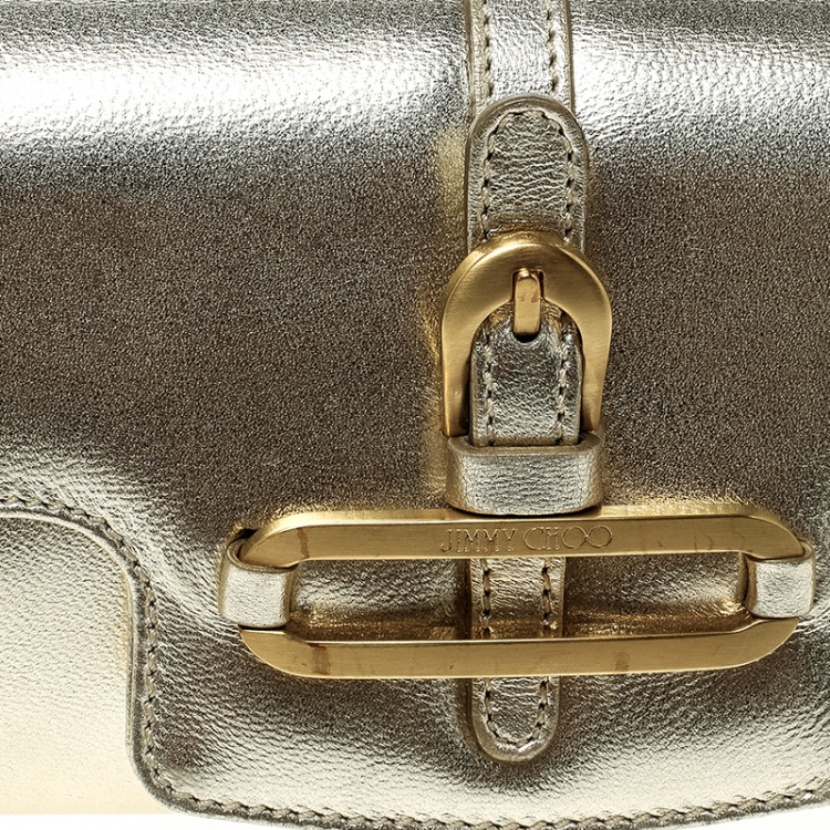Pre Owned Jimmy Choo Light Gold Leather Shoulder Bag