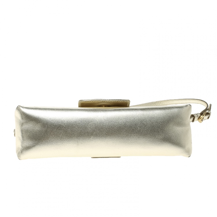Pre Owned Jimmy Choo Light Gold Leather Shoulder Bag