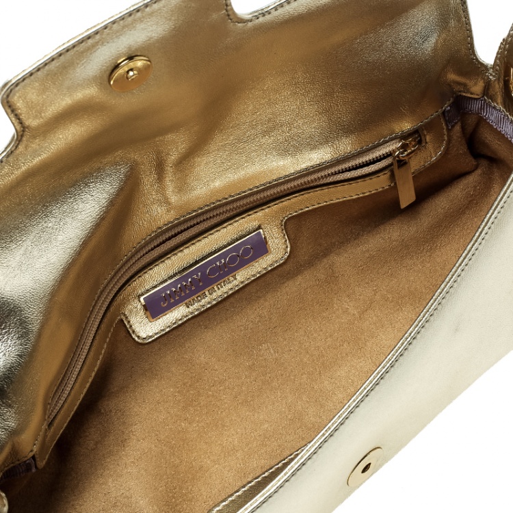 Pre Owned Jimmy Choo Light Gold Leather Shoulder Bag