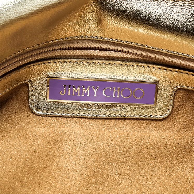 Pre Owned Jimmy Choo Light Gold Leather Shoulder Bag