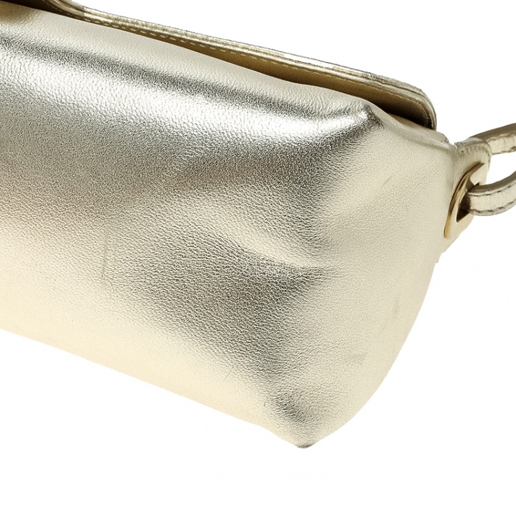 Pre Owned Jimmy Choo Light Gold Leather Shoulder Bag