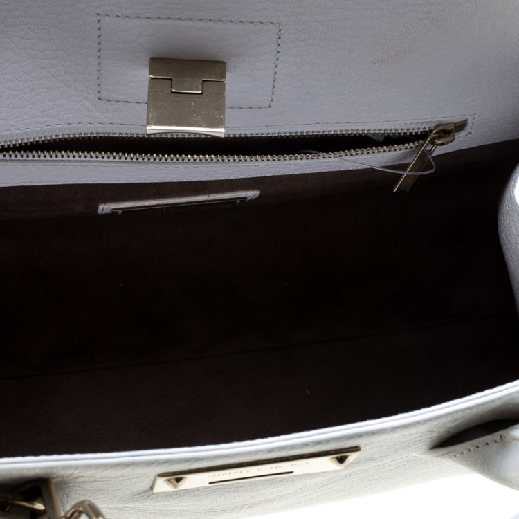 Pre Owned Jimmy Choo White Leather Medium Riley Tote