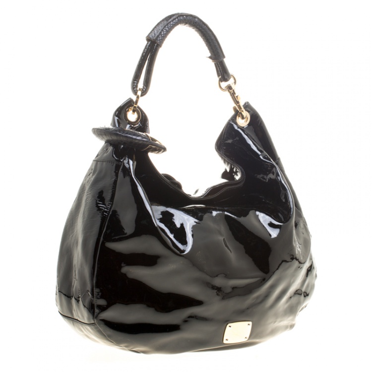 Pre Owned Jimmy Choo Black Patent Leather Sky Bangle Hobo