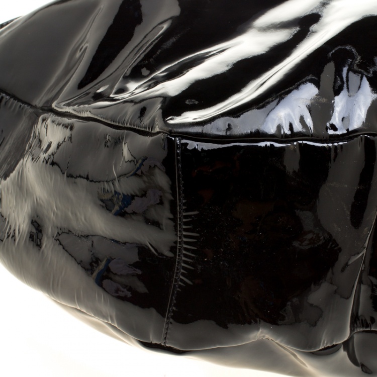 Pre Owned Jimmy Choo Black Patent Leather Sky Bangle Hobo