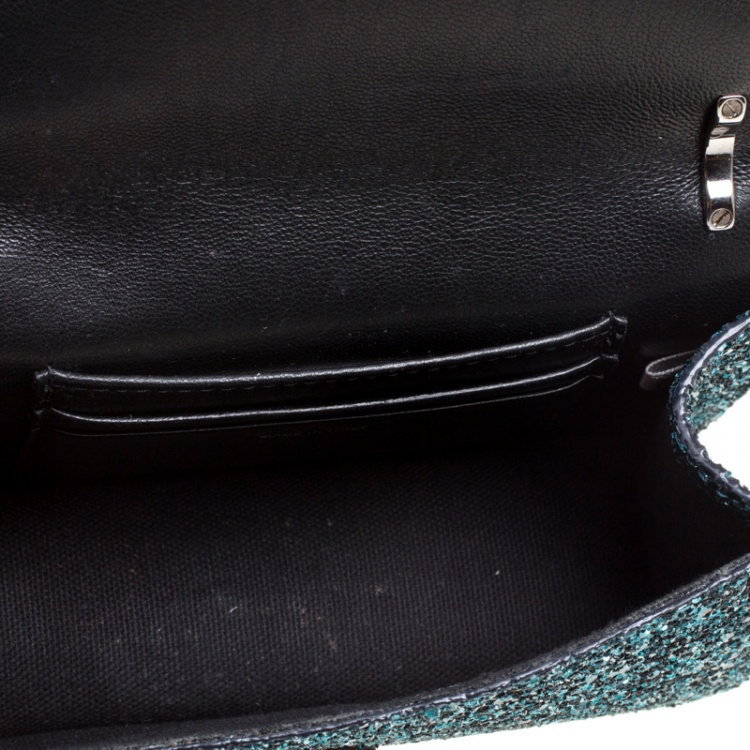 Pre Owned Jimmy Choo Blue Glitter Finley Crossbody Bag