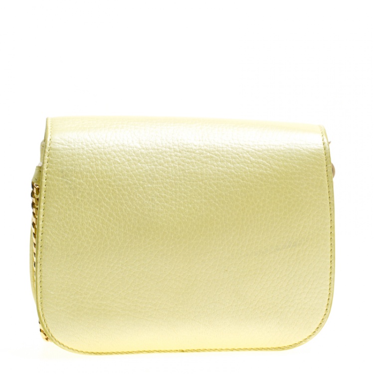 Pre Owned Jimmy Choo Yellow Leather Shadow Chain Crossbody Bag