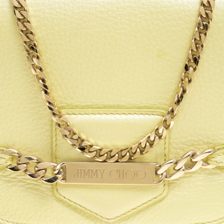 Pre Owned Jimmy Choo Yellow Leather Shadow Chain Crossbody Bag