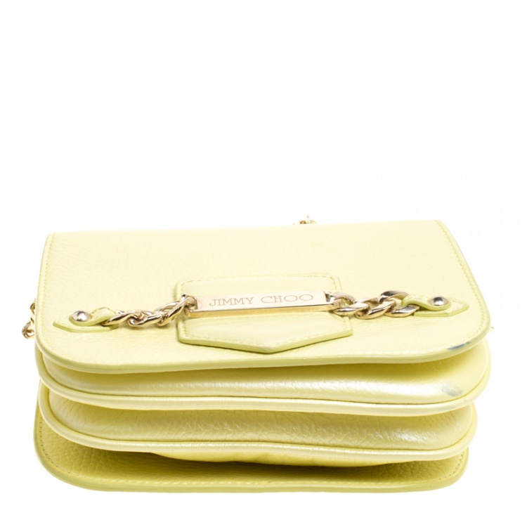 Pre Owned Jimmy Choo Yellow Leather Shadow Chain Crossbody Bag