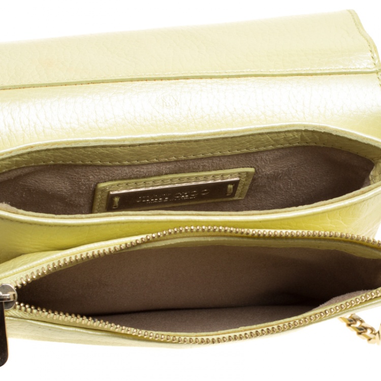 Pre Owned Jimmy Choo Yellow Leather Shadow Chain Crossbody Bag