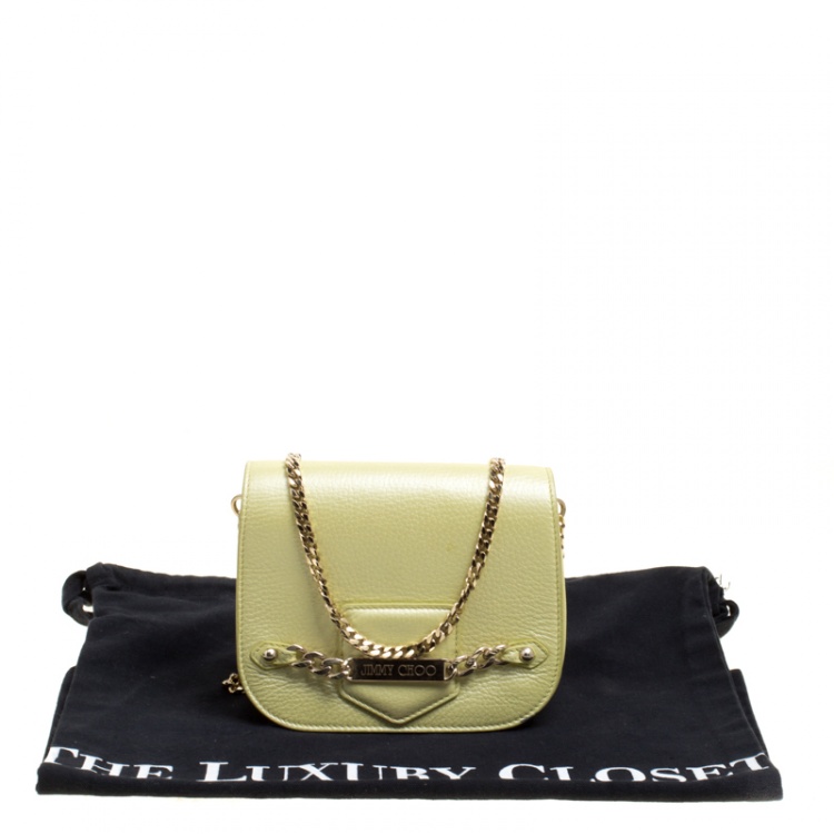 Pre Owned Jimmy Choo Yellow Leather Shadow Chain Crossbody Bag