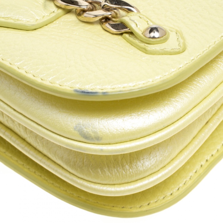 Pre Owned Jimmy Choo Yellow Leather Shadow Chain Crossbody Bag