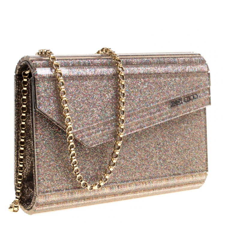 Pre Owned Jimmy Choo Multicolor Shimmering Acrylic Candy Clutch Bag