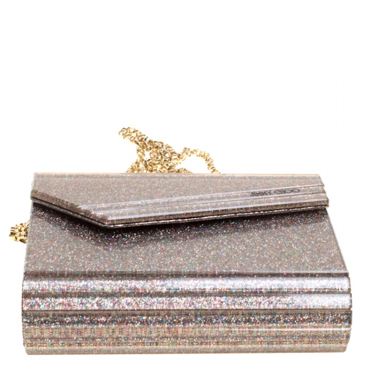 Pre Owned Jimmy Choo Multicolor Shimmering Acrylic Candy Clutch Bag