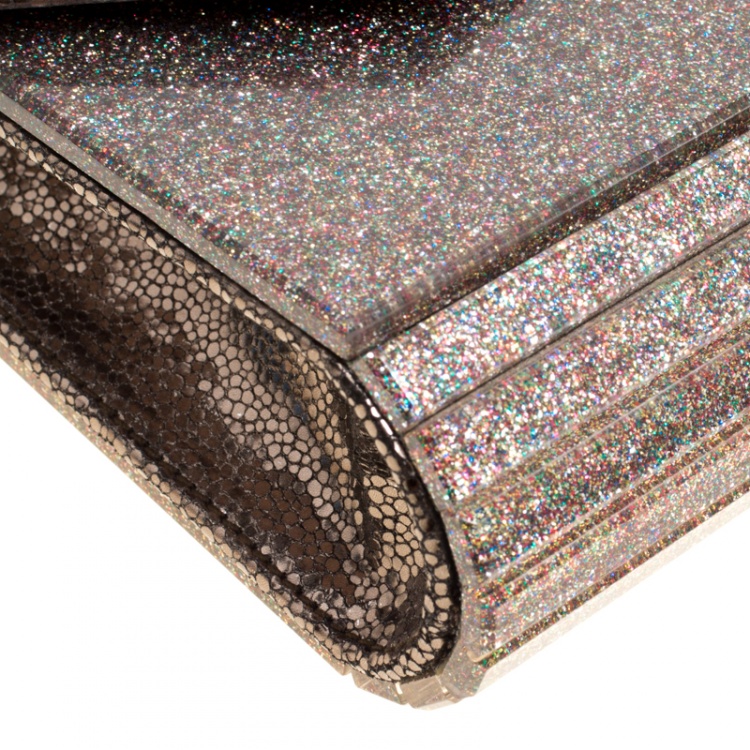 Pre Owned Jimmy Choo Multicolor Shimmering Acrylic Candy Clutch Bag