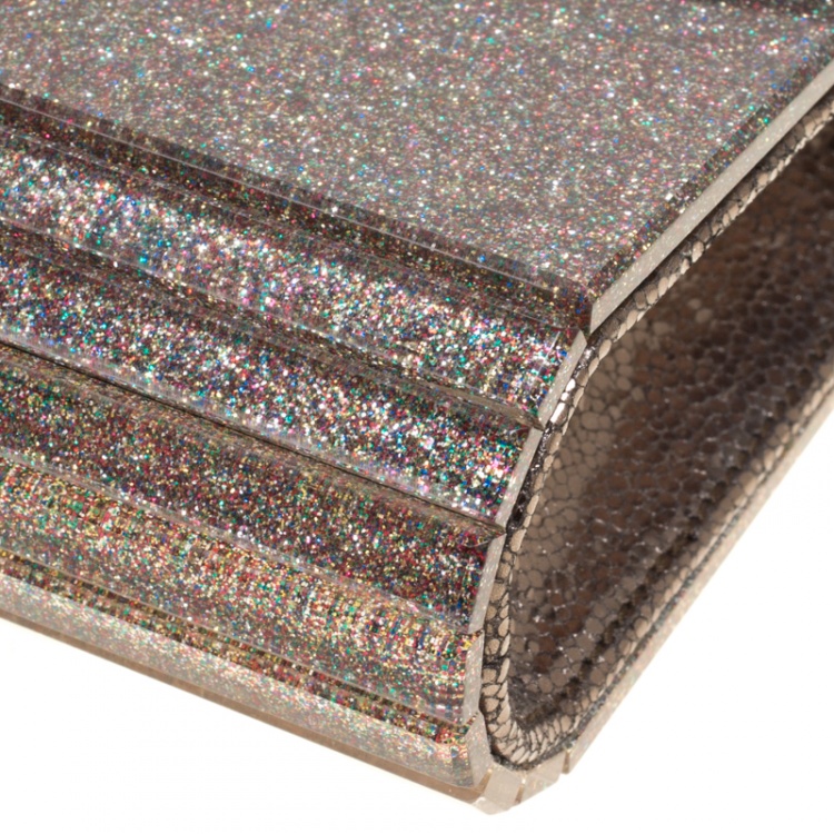 Pre Owned Jimmy Choo Multicolor Shimmering Acrylic Candy Clutch Bag