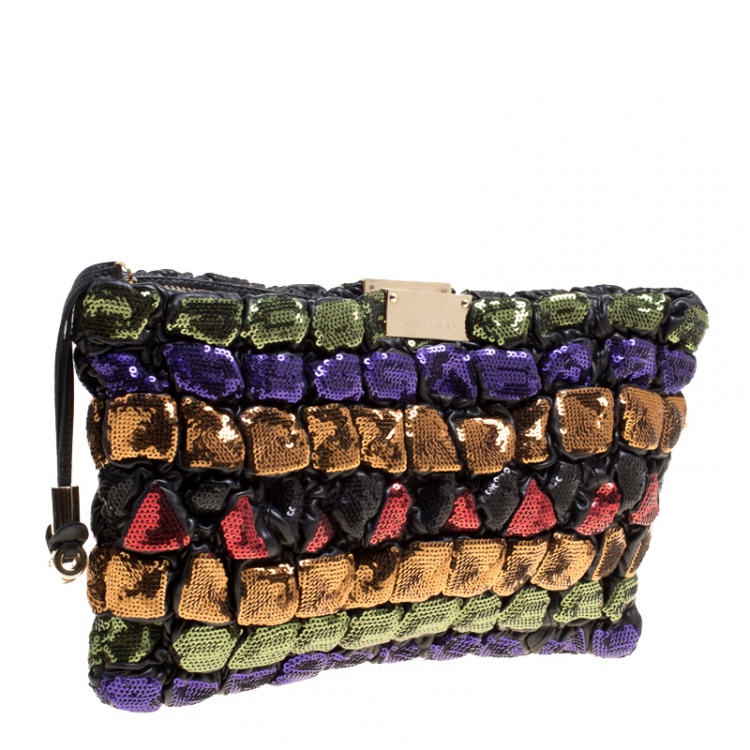 Pre Owned Jimmy Choo Multicolor Sequins Zulu Clutch