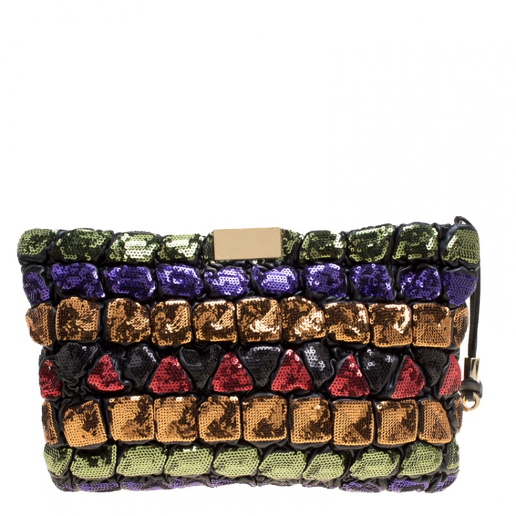 Pre Owned Jimmy Choo Multicolor Sequins Zulu Clutch