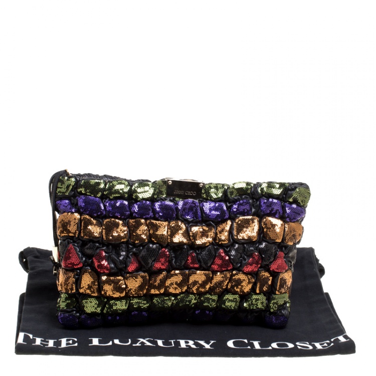 Pre Owned Jimmy Choo Multicolor Sequins Zulu Clutch