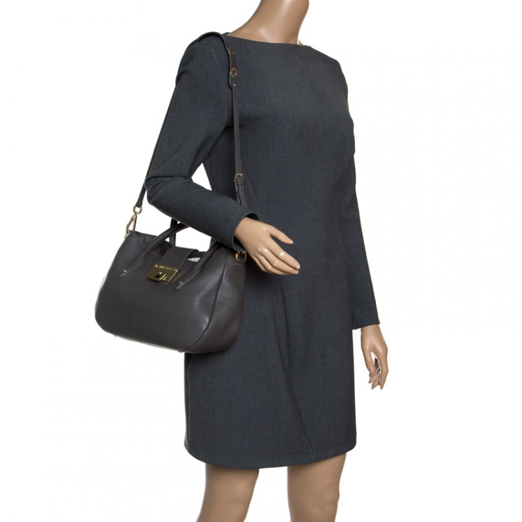 Pre Owned Jimmy Choo Grey Leather Shoulder Bag