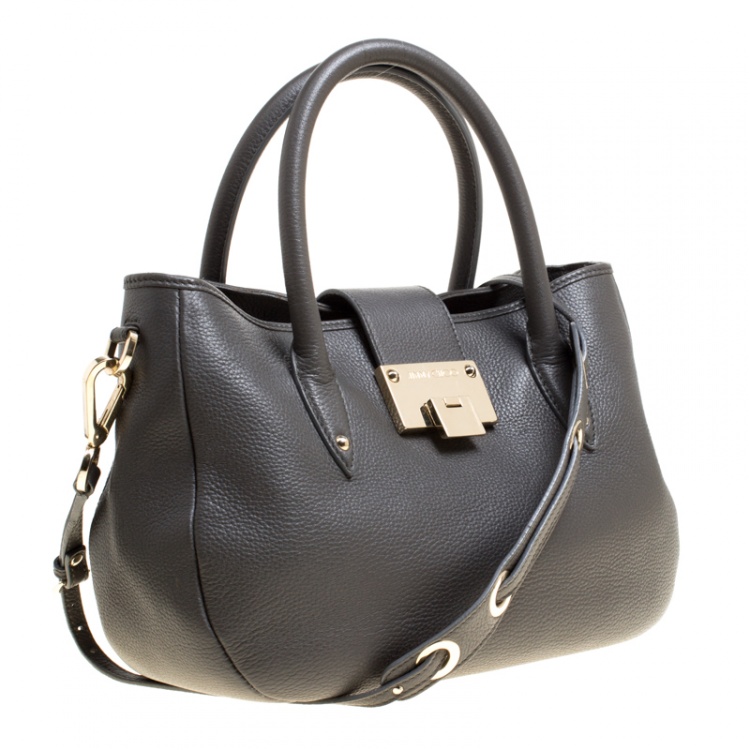 Pre Owned Jimmy Choo Grey Leather Shoulder Bag