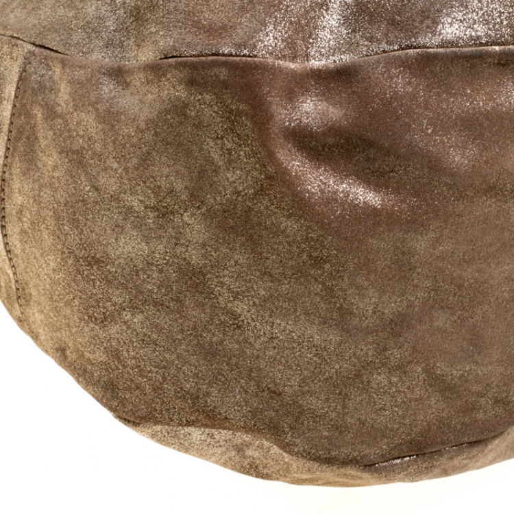 Pre Owned Jimmy Choo Gold Shimmering Leather Large Solar Hobo