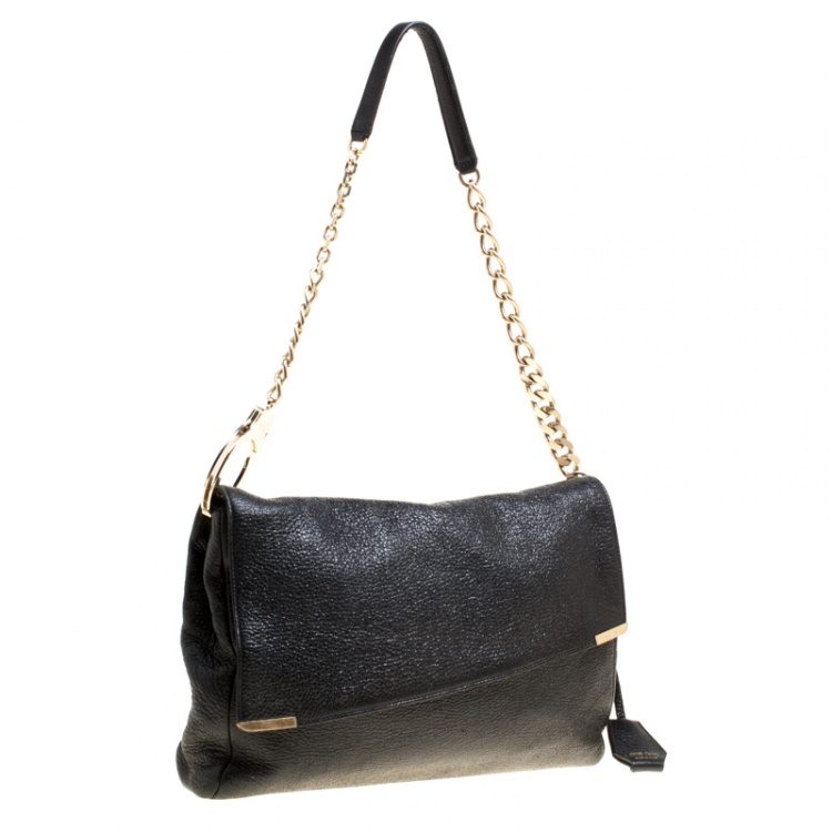 مملوكة مسبقًا Jimmy Choo Black Shimmering Leather Ally Handcuff Shoulder Bag
