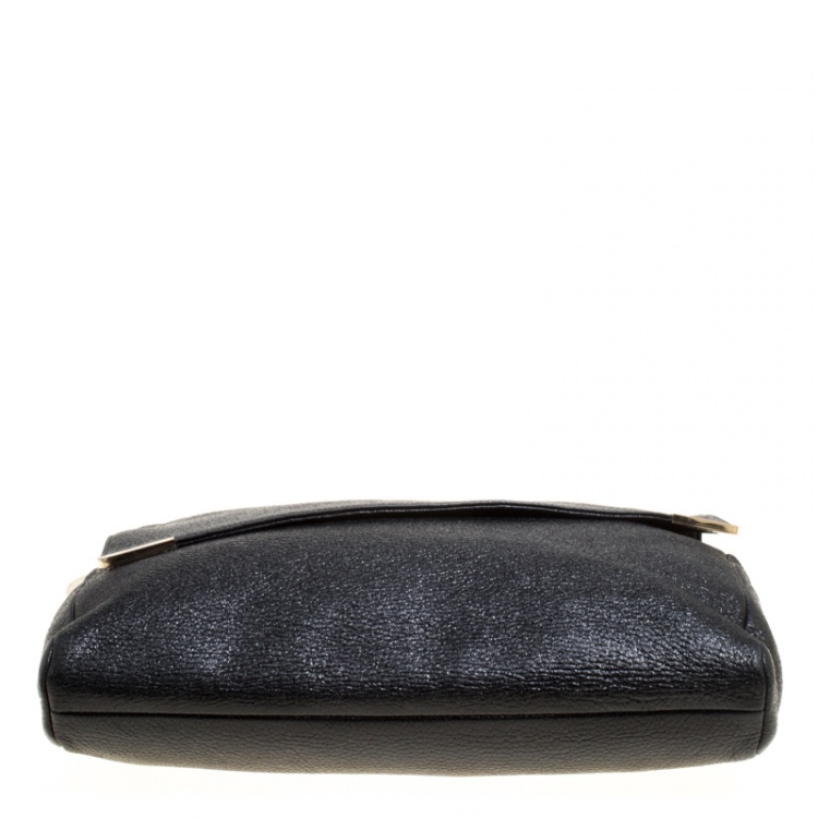 مملوكة مسبقًا Jimmy Choo Black Shimmering Leather Ally Handcuff Shoulder Bag