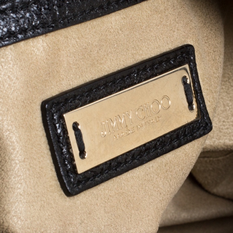 مملوكة مسبقًا Jimmy Choo Black Shimmering Leather Ally Handcuff Shoulder Bag