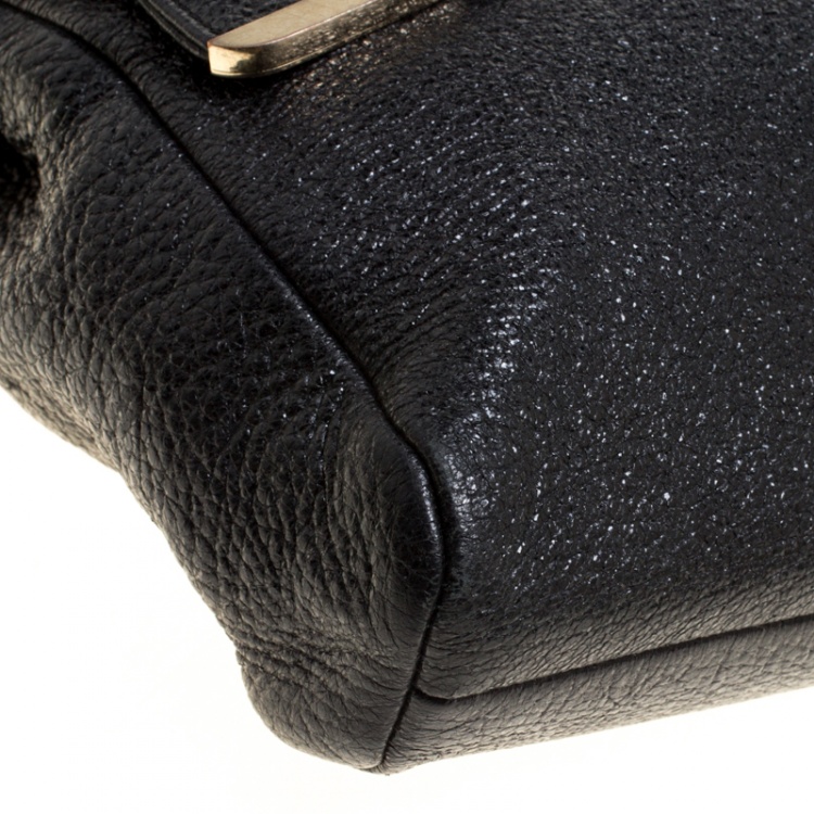 مملوكة مسبقًا Jimmy Choo Black Shimmering Leather Ally Handcuff Shoulder Bag