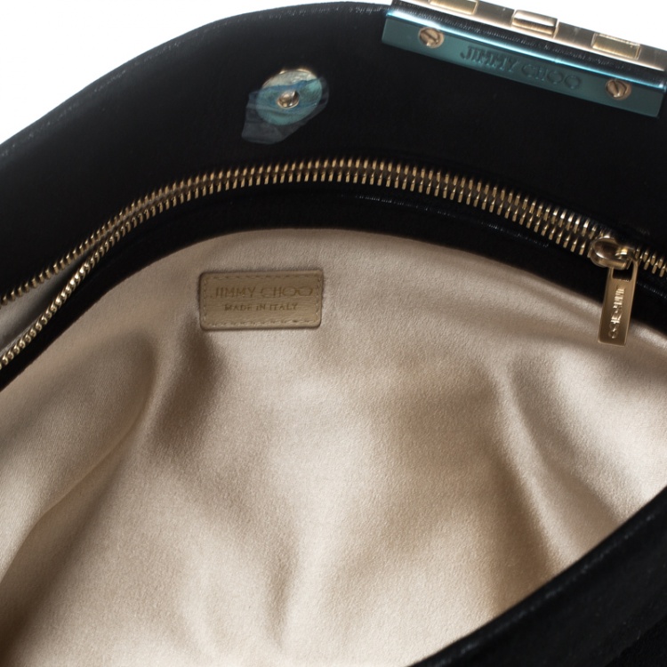 Pre Owned Jimmy Choo Black Shimmering Leather Chandra Clutch