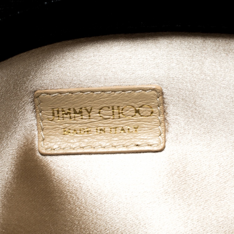 Pre Owned Jimmy Choo Black Shimmering Leather Chandra Clutch