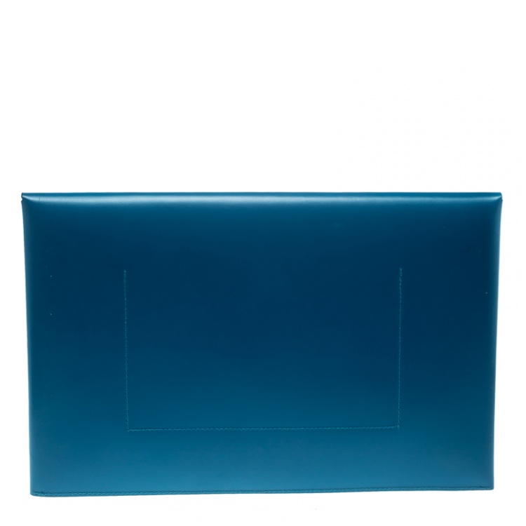 مملوكة مسبقًا Jimmy Choo Blue Leather Lockett Envelope Clutch