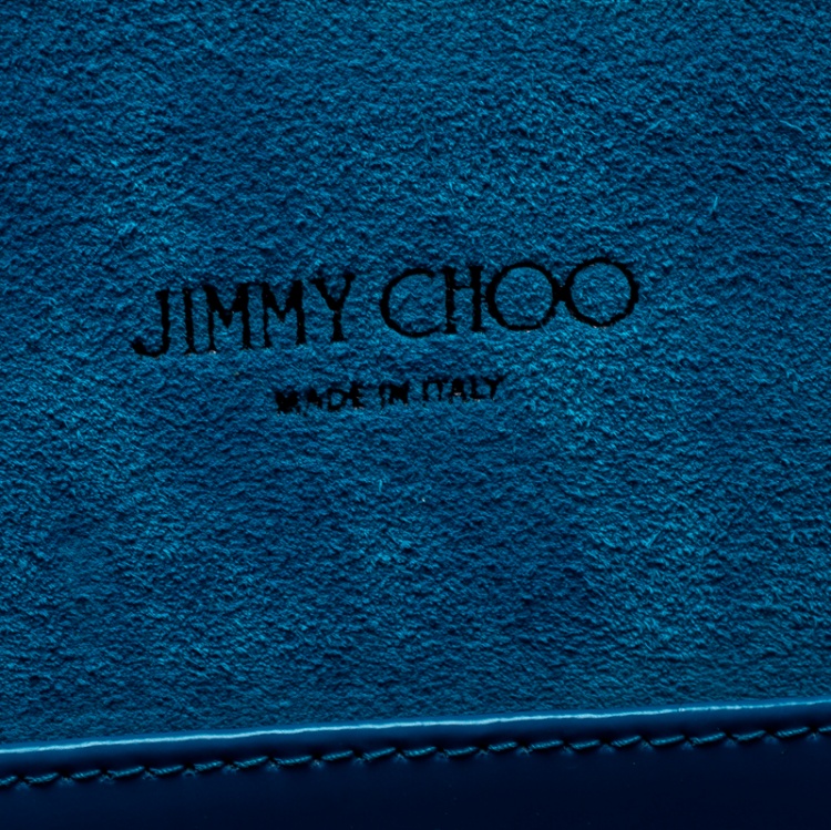 مملوكة مسبقًا Jimmy Choo Blue Leather Lockett Envelope Clutch