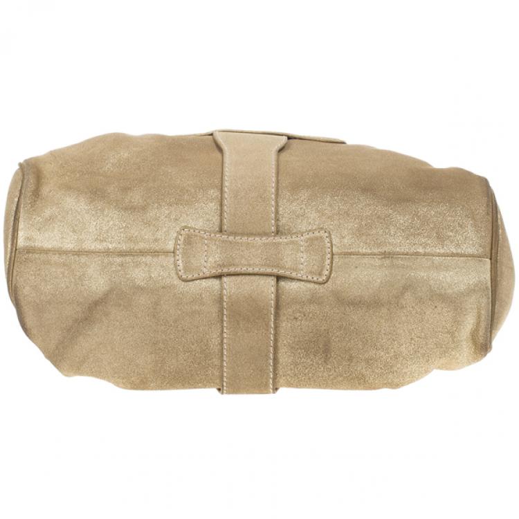 Pre Owned Jimmy Choo Metallic Gold Suede Ramona Tote Bag