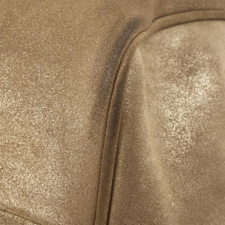 Pre Owned Jimmy Choo Metallic Gold Suede Ramona Tote Bag