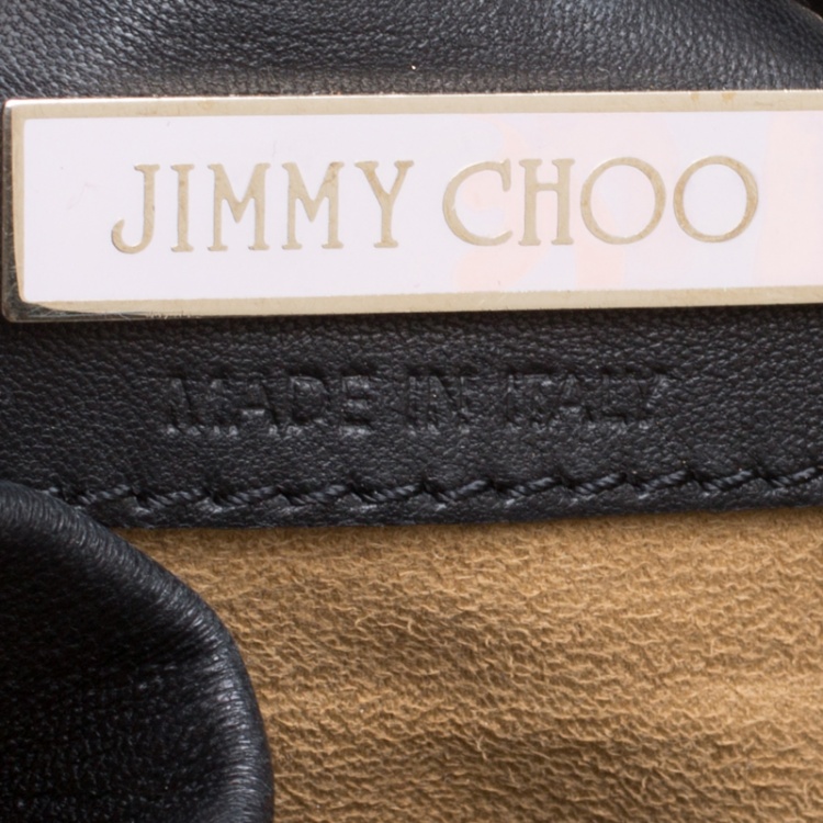Pre Owned Jimmy Choo Black Leather Pyramid Studded Ramona Shoulder Bag