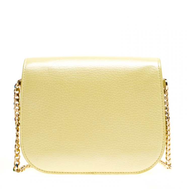 Pre Owned Jimmy Choo Yellow Leather Shadow Chain Crossbody Bag