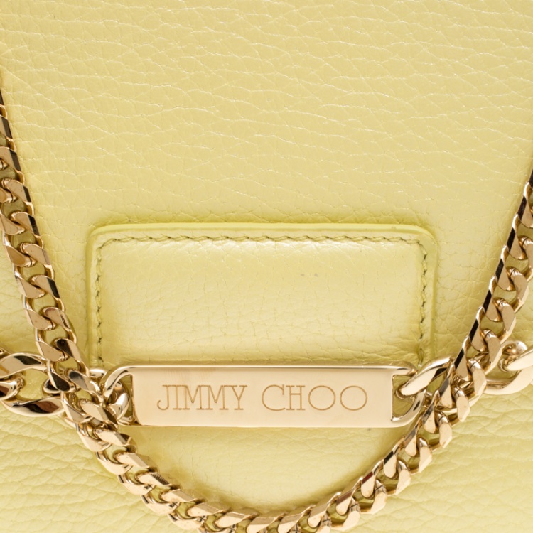 Pre Owned Jimmy Choo Yellow Leather Shadow Chain Crossbody Bag