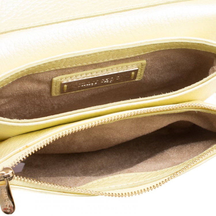 Pre Owned Jimmy Choo Yellow Leather Shadow Chain Crossbody Bag