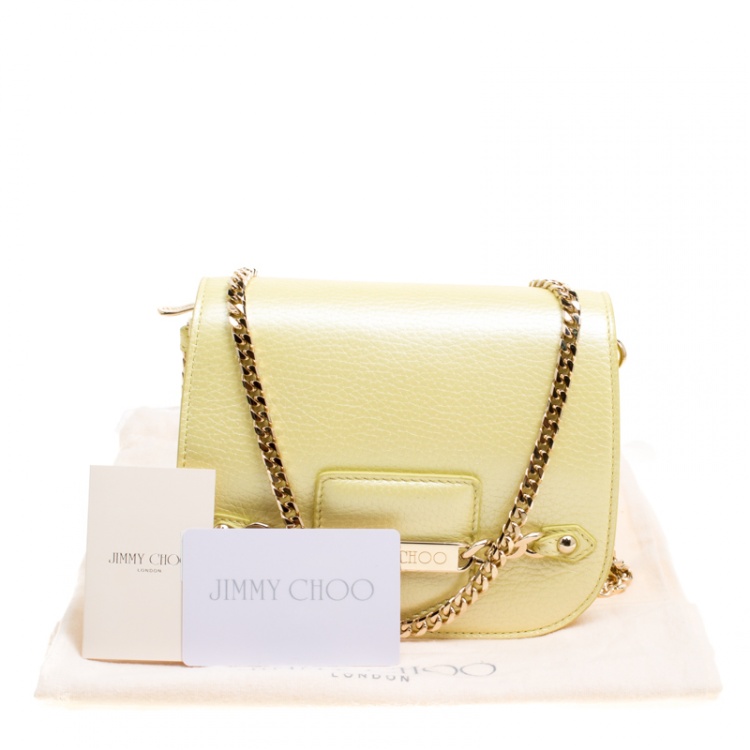 Pre Owned Jimmy Choo Yellow Leather Shadow Chain Crossbody Bag
