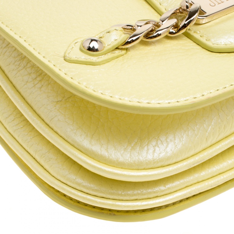 Pre Owned Jimmy Choo Yellow Leather Shadow Chain Crossbody Bag