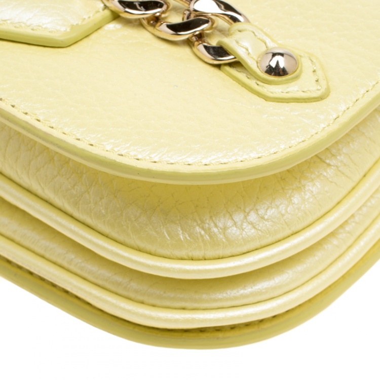Pre Owned Jimmy Choo Yellow Leather Shadow Chain Crossbody Bag