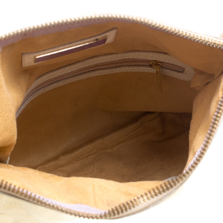 Pre Owned Jimmy Choo Gold Shimmering Leather Mave Foldover Clutch