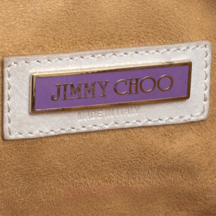 Pre Owned Jimmy Choo Gold Shimmering Leather Mave Foldover Clutch