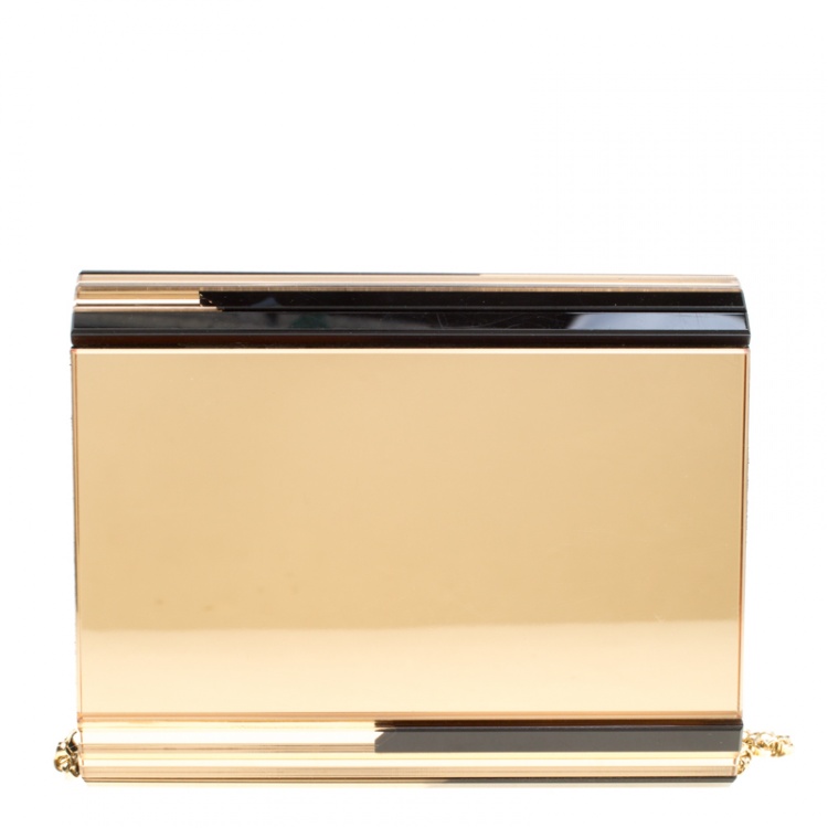 Pre Owned Jimmy Choo Black/Gold Acrylic Candy Clutch Bag