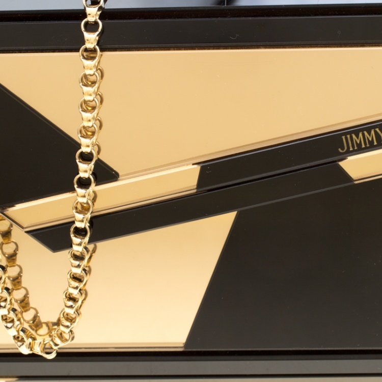 Pre Owned Jimmy Choo Black/Gold Acrylic Candy Clutch Bag