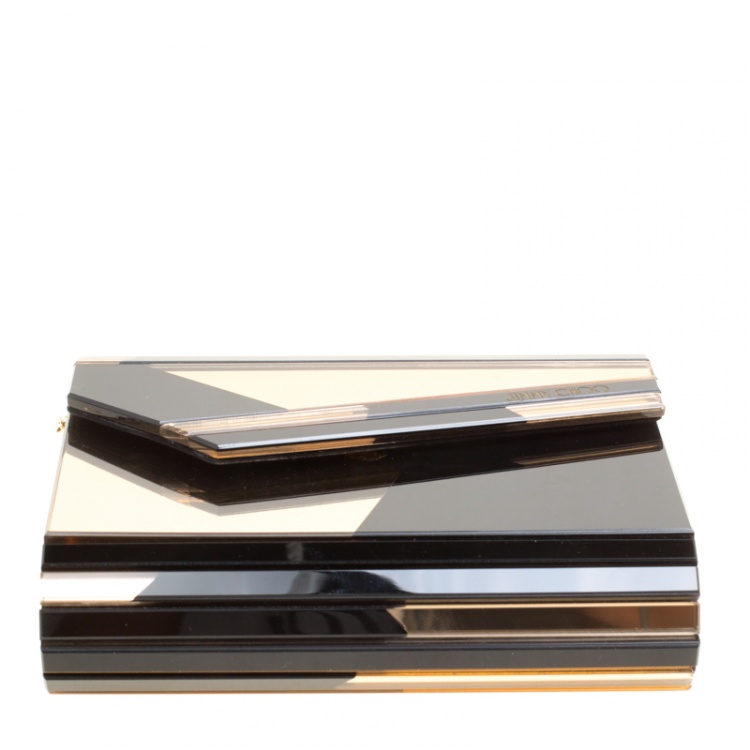 Pre Owned Jimmy Choo Black/Gold Acrylic Candy Clutch Bag