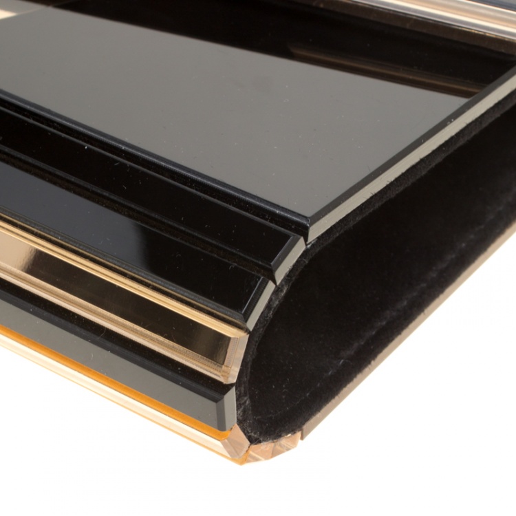 Pre Owned Jimmy Choo Black/Gold Acrylic Candy Clutch Bag
